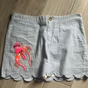 Lily Pulitzer Blue and White Striped Skort with Scalloped Hem